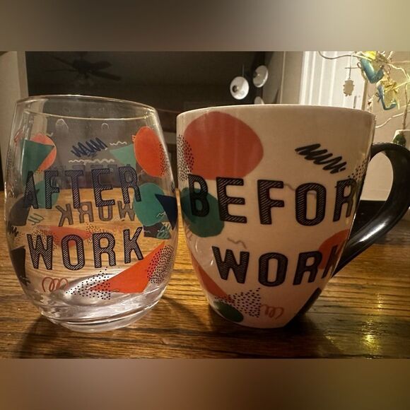 Two glasses - BEFORE WORK AND AFTER WORK FUNNY - Picture 1 of 3